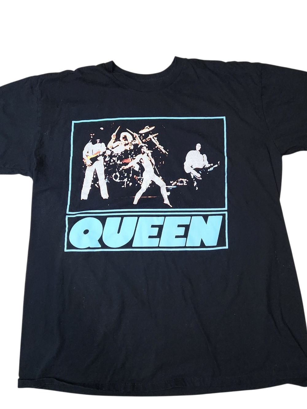 Queen Mens XL Black First EP 1977 Album Cover Photo Classic Rock Music Band Tee